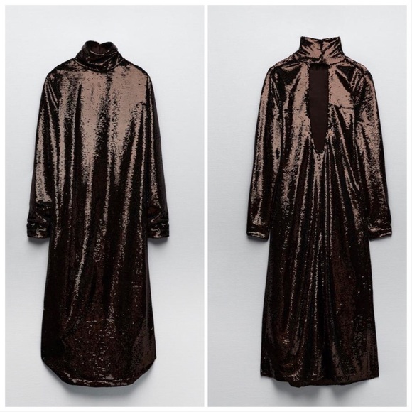NWT ZARA SEQUIN KNIT DRESS - Picture 12 of 13
